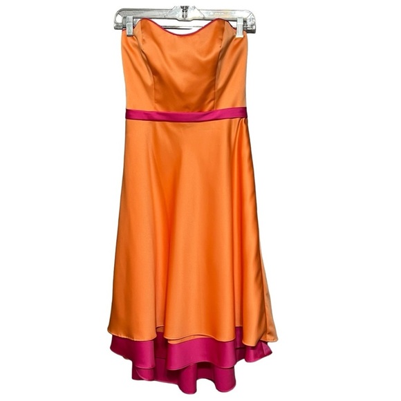 Alfred Angelo Strapless Fit Flare Tiered A-Line Satin Dress Y2K Special Occasion - Picture 3 of 4